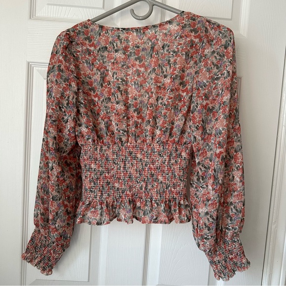 Blush Floral Smocked Blouse - M - Picture 4 of 4